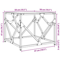 Tavolini con Piano in Vetro Trasparente 2 pz 50x50x41cm Acciaio 845992