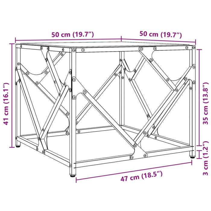 Tavolini con Piano in Vetro Trasparente 2 pz 50x50x41cm Acciaio 845992