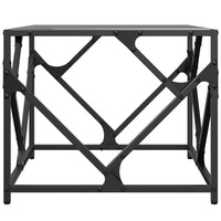 Tavolino con Piano in Vetro Nero 50x50x41 cm Acciaio 845993