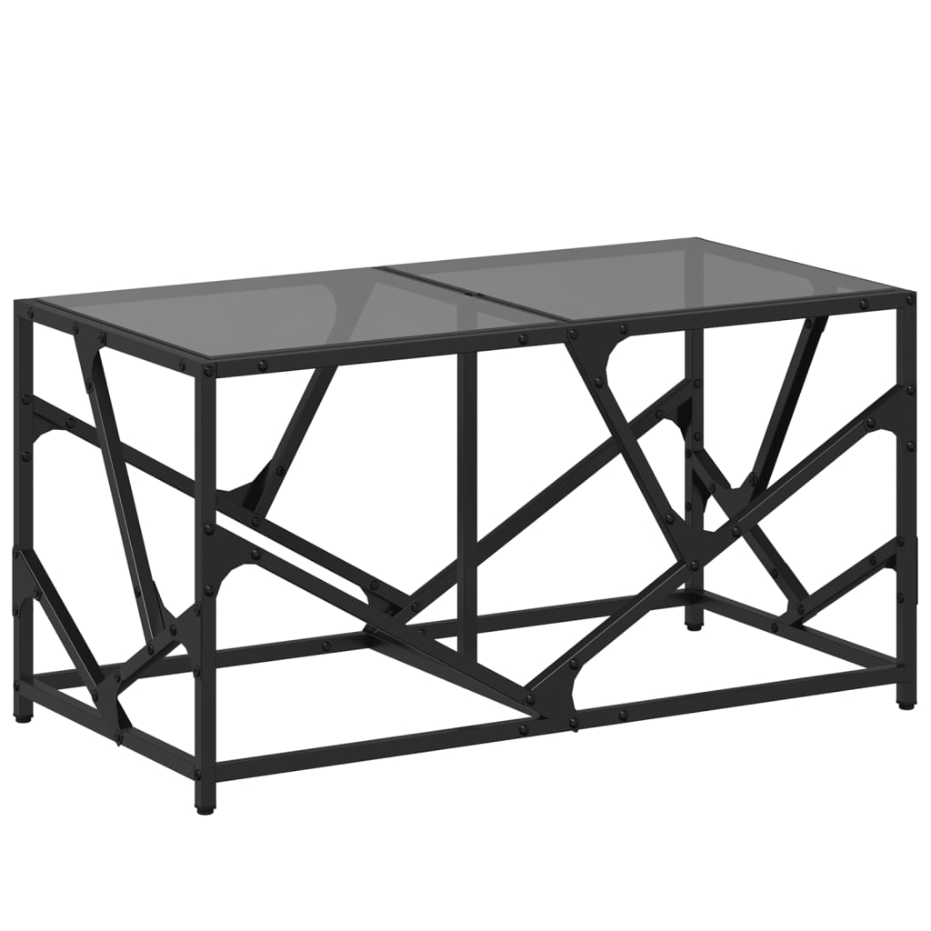 Tavolino con Piano in Vetro Nero 78,5x40x41 cm Acciaio 845995