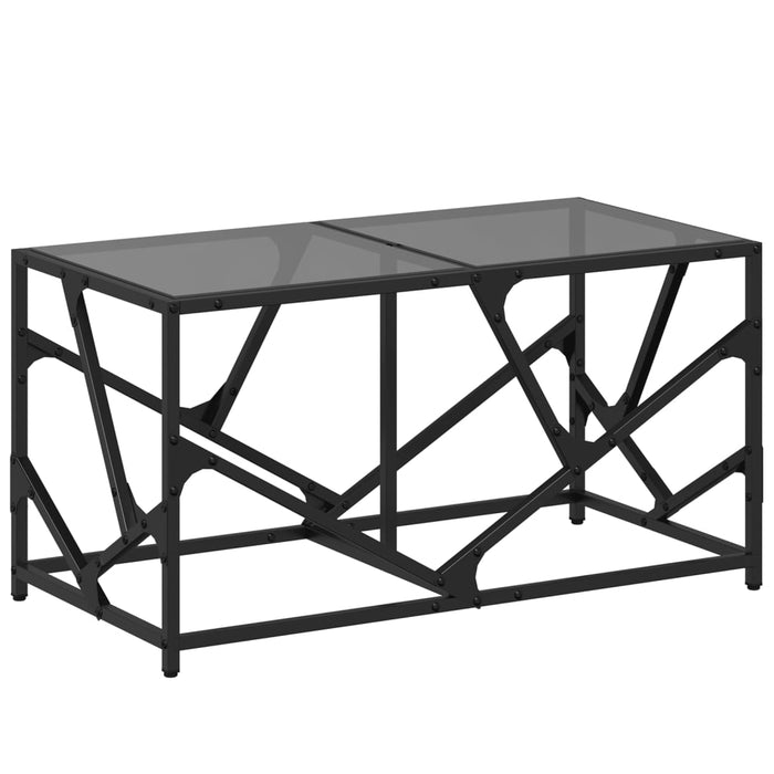 Tavolino con Piano in Vetro Nero 78,5x40x41 cm Acciaio 845995