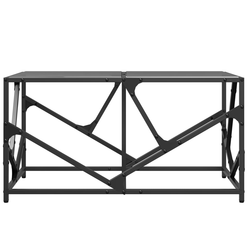 Tavolino con Piano in Vetro Nero 78,5x40x41 cm Acciaio 845995