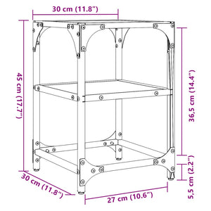 Tavolino Salotto con Piano Vetro Trasparente 30x30x45cm Acciaio 845998