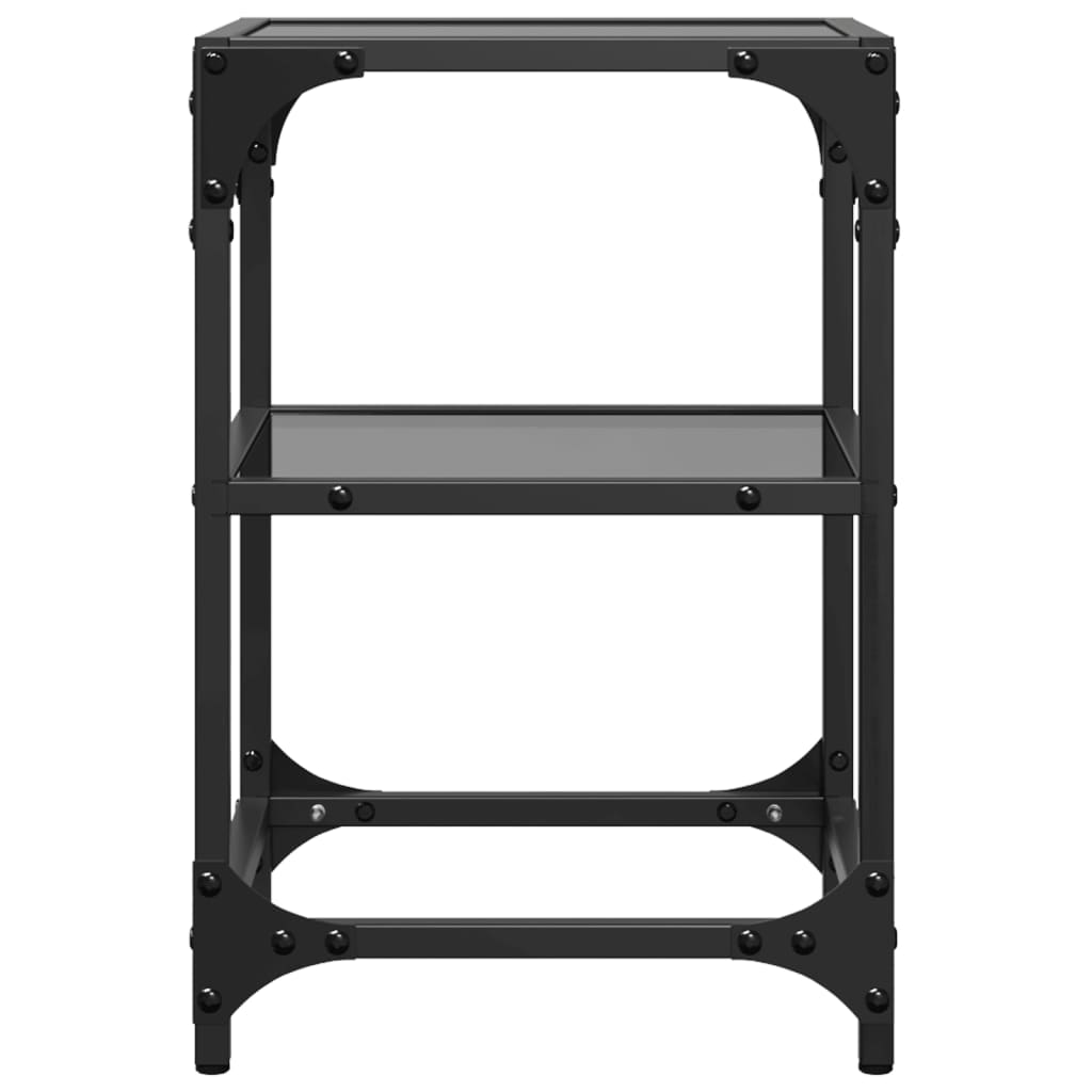 Tavolino con Piano in Vetro Nero 30x30x45 cm in Acciaio 846000