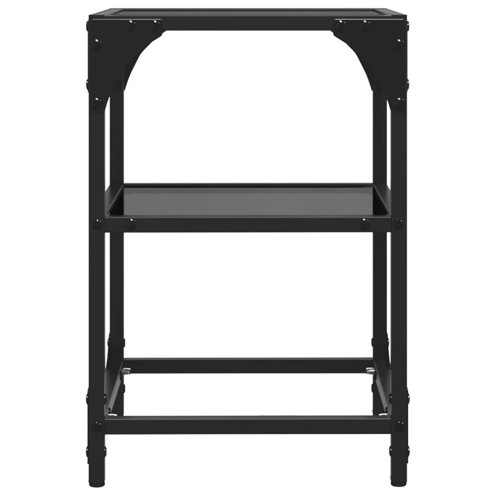 Tavolino con Piano in Vetro Nero 30x30x45 cm in Acciaio 846000