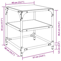 Tavolino con Piano in Vetro Nero 40x40x45 cm Acciaio 846004