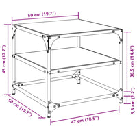 Tavolino con Piano in Vetro Nero 50x50x45 cm Acciaio 846008