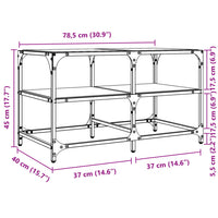 Tavolini con Piano Vetro Trasparente 2 pz 78,5x40x45 cm Acciaio 846010