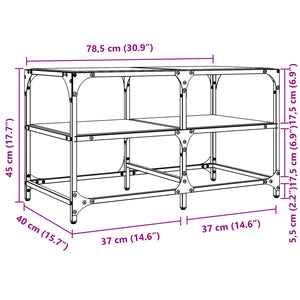 Tavolini con Piano Vetro Trasparente 2 pz 78,5x40x45 cm Acciaio 846010