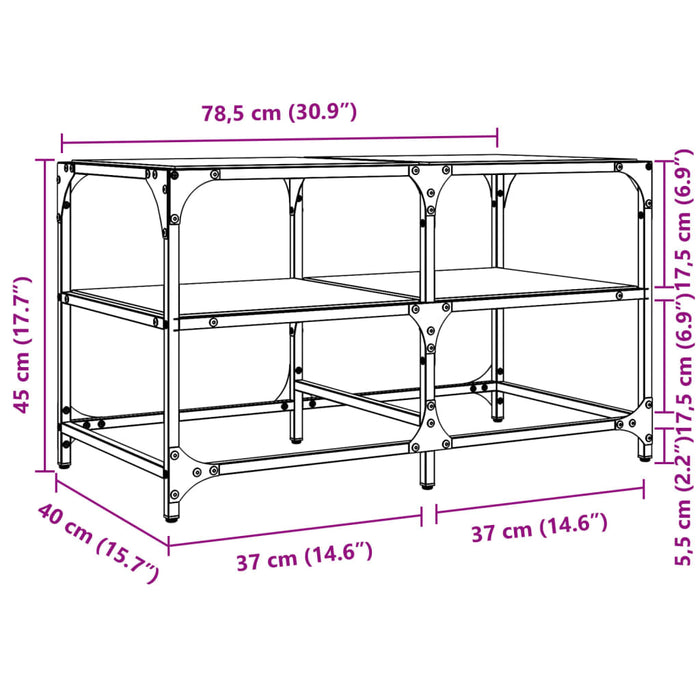 Tavolini con Piano Vetro Trasparente 2 pz 78,5x40x45 cm Acciaio 846010