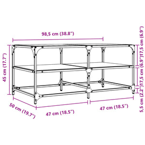 Tavolini con Piano Vetro Trasparente 2 pz 98,5x50x45 cm Acciaio 846012