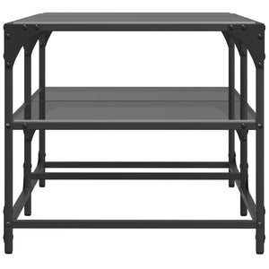 Tavolino con Piano in Vetro Nero 98,5x50x45 cm Acciaio 846013