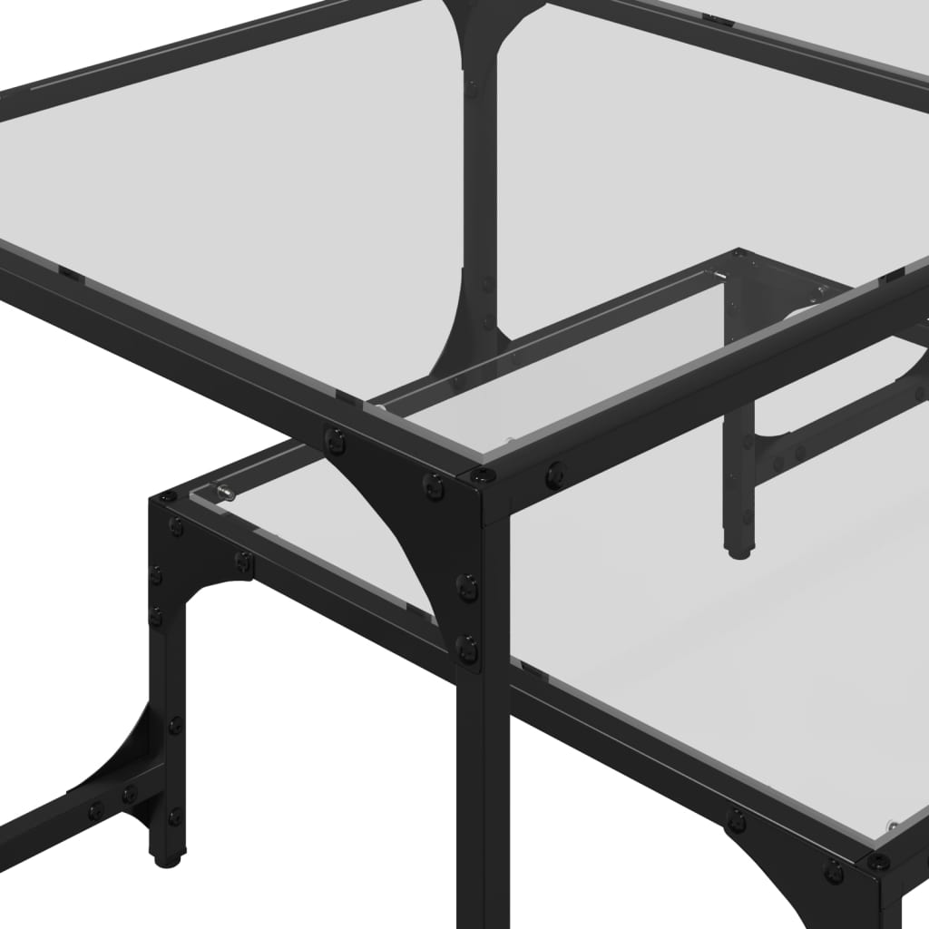 Tavolini con Piano Vetro Trasparente 2 pz 98,5x50x45 cm Acciaio 846014