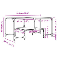 Tavolini con Piano Vetro Trasparente 2 pz 98,5x50x45 cm Acciaio 846014