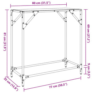 Tavolino Consolle Piano Vetro Trasparente 80x35x81cm in Acciaio 846018