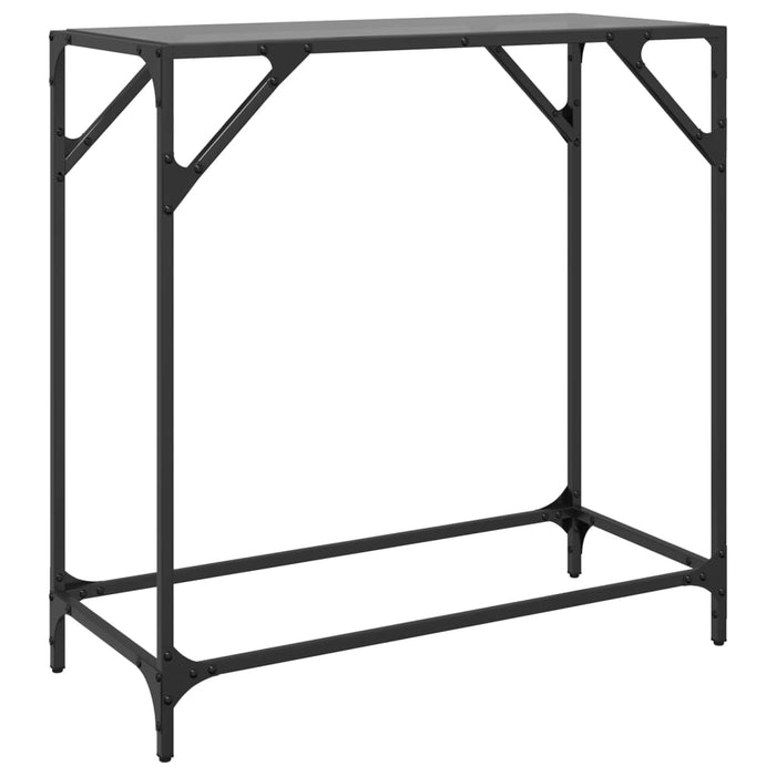 Tavolino Consolle con Piano in Vetro Nero 80x35x81cm in Acciaio 846019