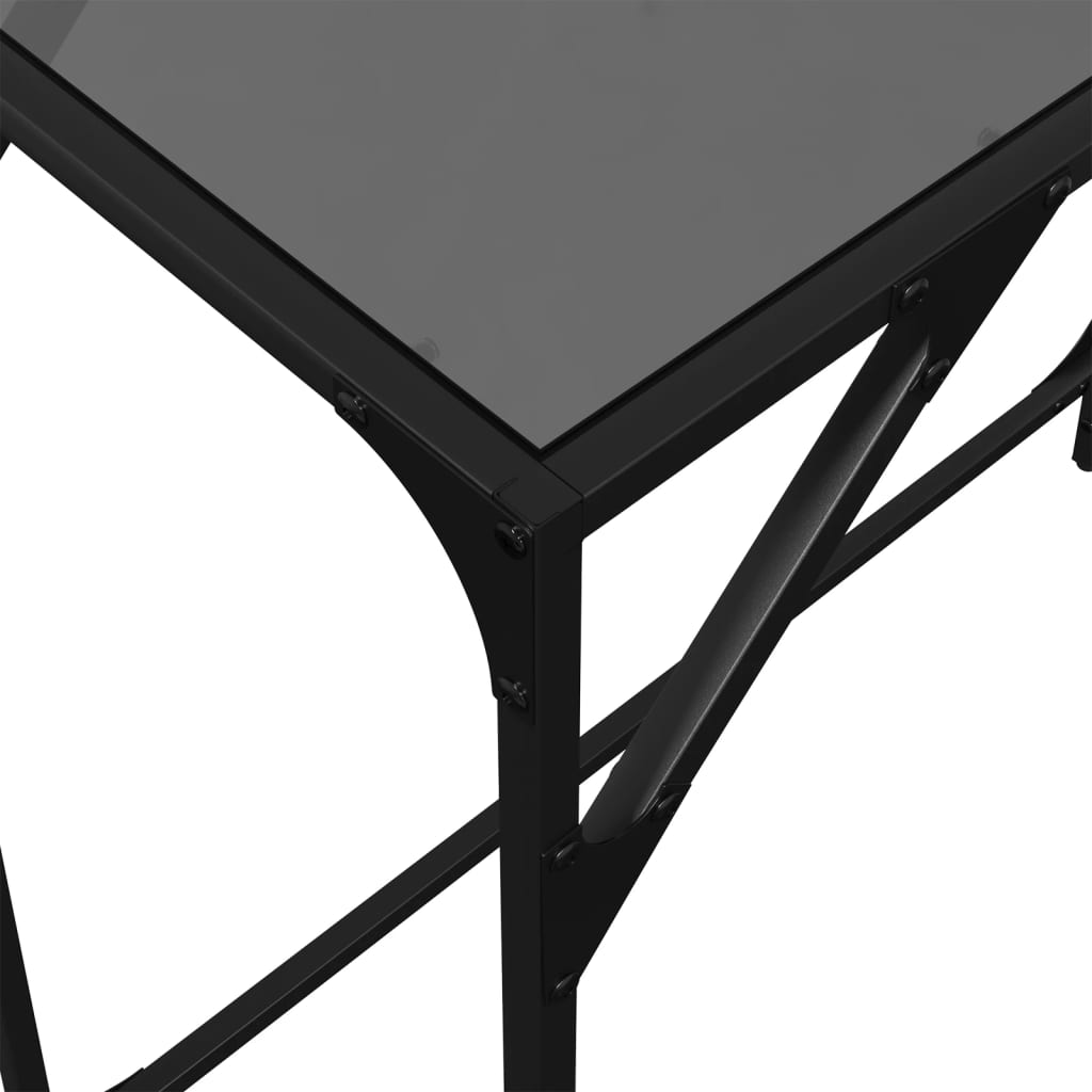 Tavolino Consolle con Piano in Vetro Nero 80x35x81cm in Acciaio 846019