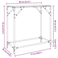 Tavolino Consolle con Piano in Vetro Nero 80x35x81cm in Acciaio 846019