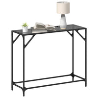 Tavolino Consolle con Piano in Vetro Nero 98x35x81cm in Acciaio 846021