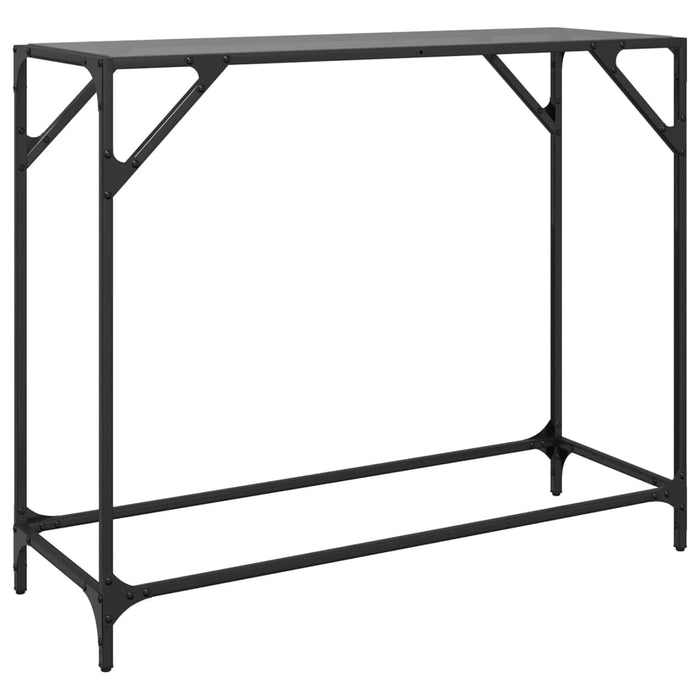 Tavolino Consolle con Piano in Vetro Nero 98x35x81cm in Acciaio 846021