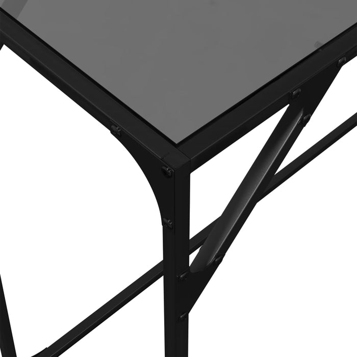 Tavolino Consolle con Piano in Vetro Nero 98x35x81cm in Acciaio 846021