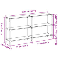 Tavolino Consolle Piano Vetro Trasparente 158,5x30x81cm Acciaio 846032