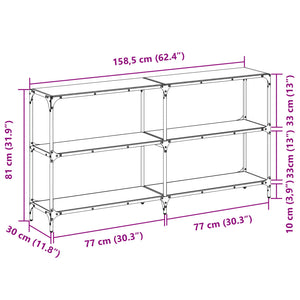 Tavolino Consolle con Piano in Vetro Nero 158,5x30x81cm Acciaio 846033