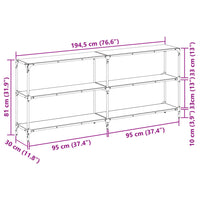 Tavolino Consolle Piano Vetro Trasparente 194,5x30x81cm Acciaio 846034