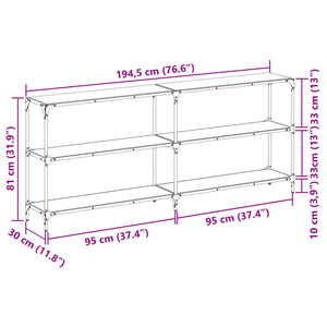 Tavolino Consolle Piano Vetro Trasparente 194,5x30x81cm Acciaio 846034