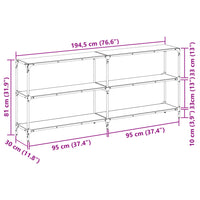 Tavolino Consolle con Piano in Vetro Nero 194,5x30x81cm Acciaio 846035