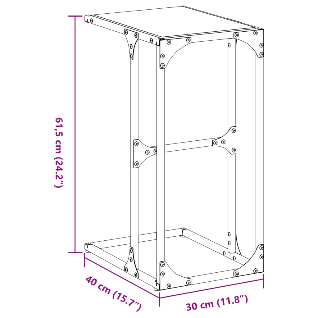 Tavolino con Vetro Trasparente 40x30x61,5cm in Acciaio 846036