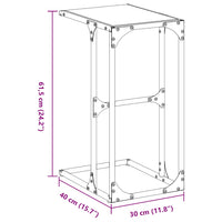 Tavolino con Vetro Trasparente 40x30x61,5cm in Acciaio 846036