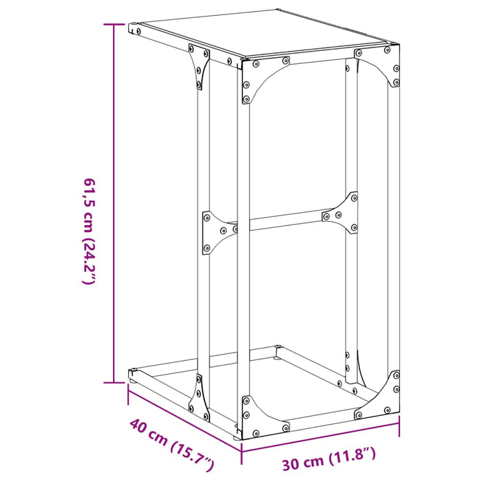 Tavolino con Vetro Trasparente 40x30x61,5cm in Acciaio 846036