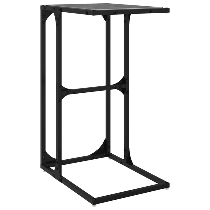 Tavolino con Vetro Nero 40x30x61,5cm in Acciaio 846037