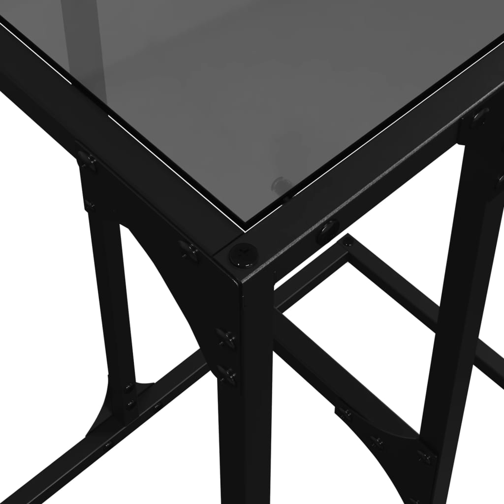 Tavolino con Vetro Nero 40x30x61,5cm in Acciaio 846037