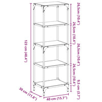 Scaffale con Piano in Vetro Trasparente 40x30x123cm in Acciaio 846040