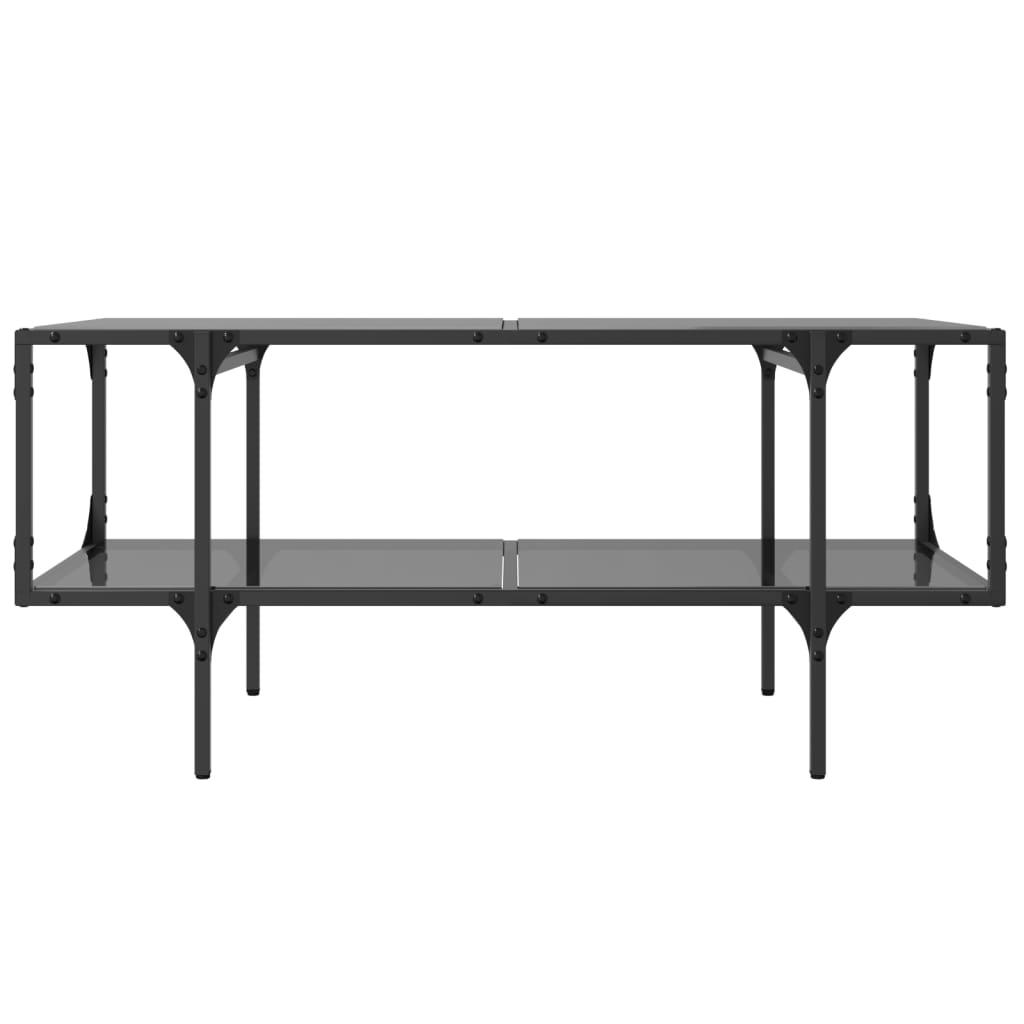 Tavolino con Piano in Vetro Nero 98,5x50x45 cm Acciaio 846043