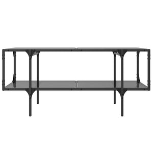 Tavolino con Piano in Vetro Nero 98,5x50x45 cm Acciaio 846043