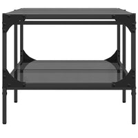 Tavolino con Piano in Vetro Nero 98,5x50x45 cm Acciaio 846043