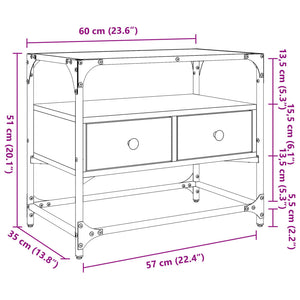 Mobile TV con Piano in Vetro Nero 60x35x51 cm Legno Multistrato 846054