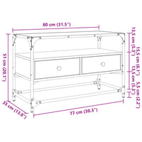 Mobile TV Piano Vetro Rovere Fumo 80x35x51cm Legno Multistrato 846061