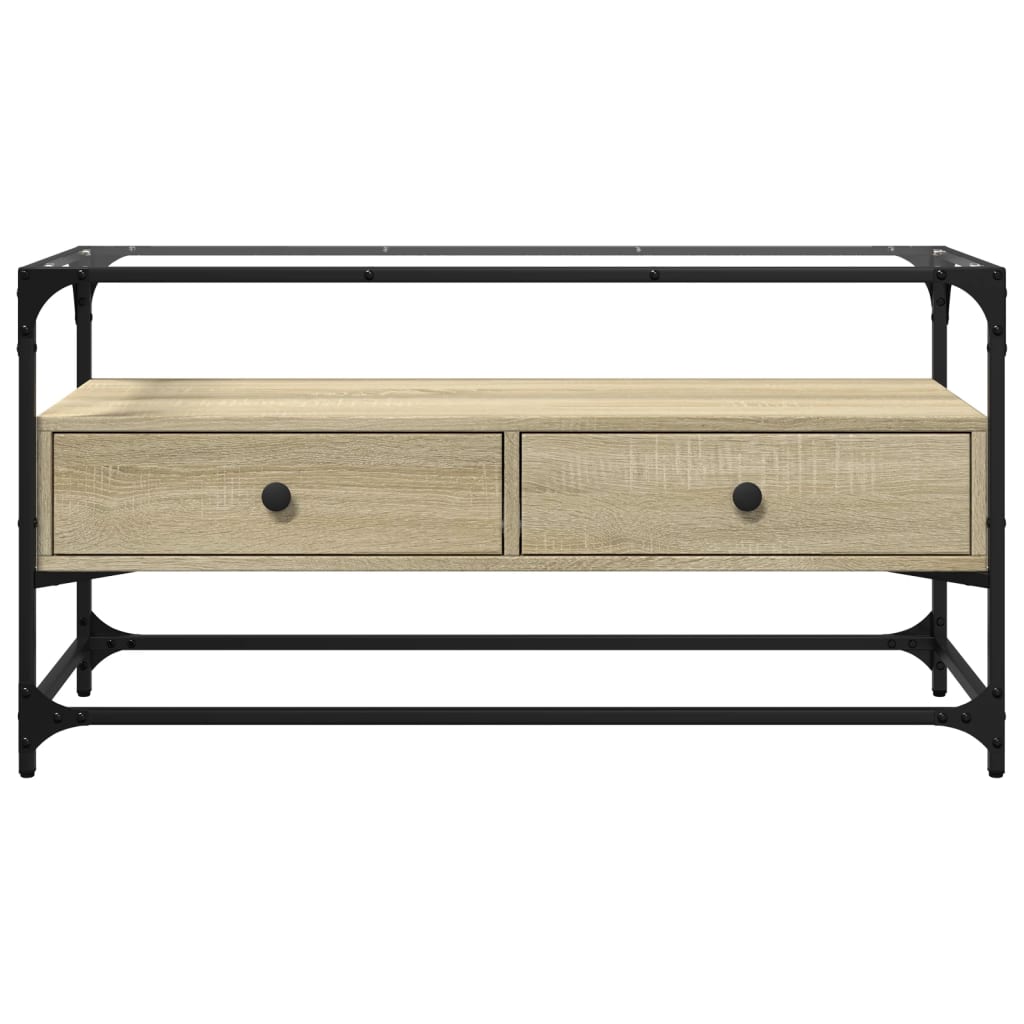 Mobile TV Piano Vetro Rovere Sonoma 98x35x51 Legno Multistrato 846065