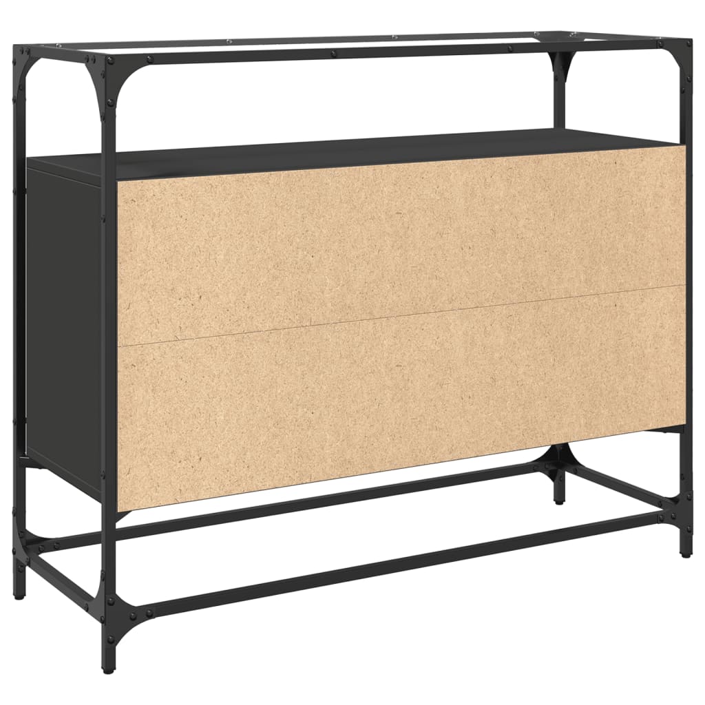 Credenza con Piano in Vetro Nero 98x35x81cm Legno Multistrato 846069