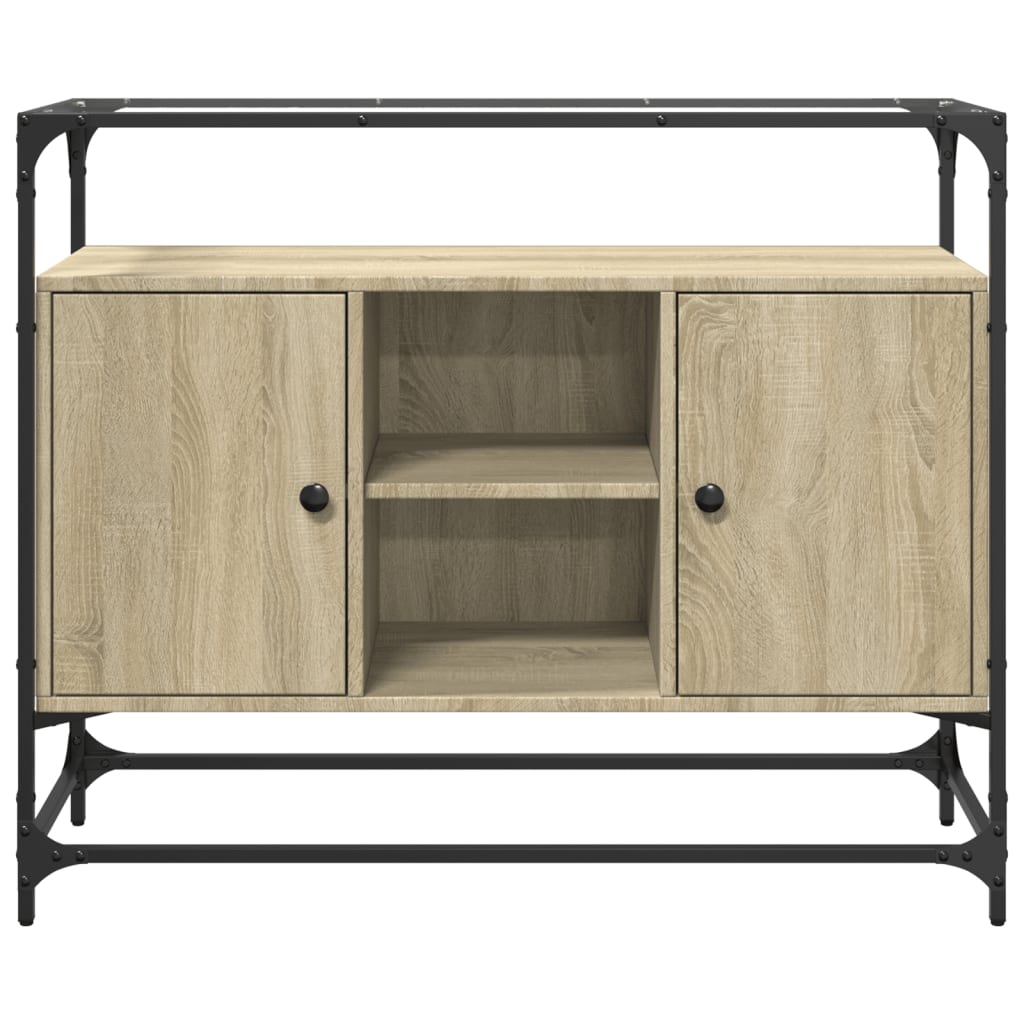 Credenza Piano Vetro Rovere Sonoma 98x35x81cm Legno Multistrato 846070