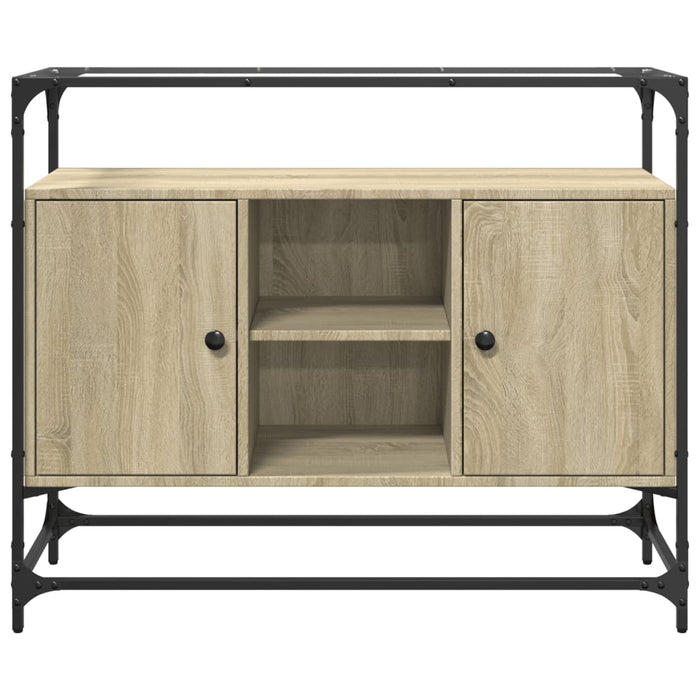 Credenza Piano Vetro Rovere Sonoma 98x35x81cm Legno Multistrato 846070