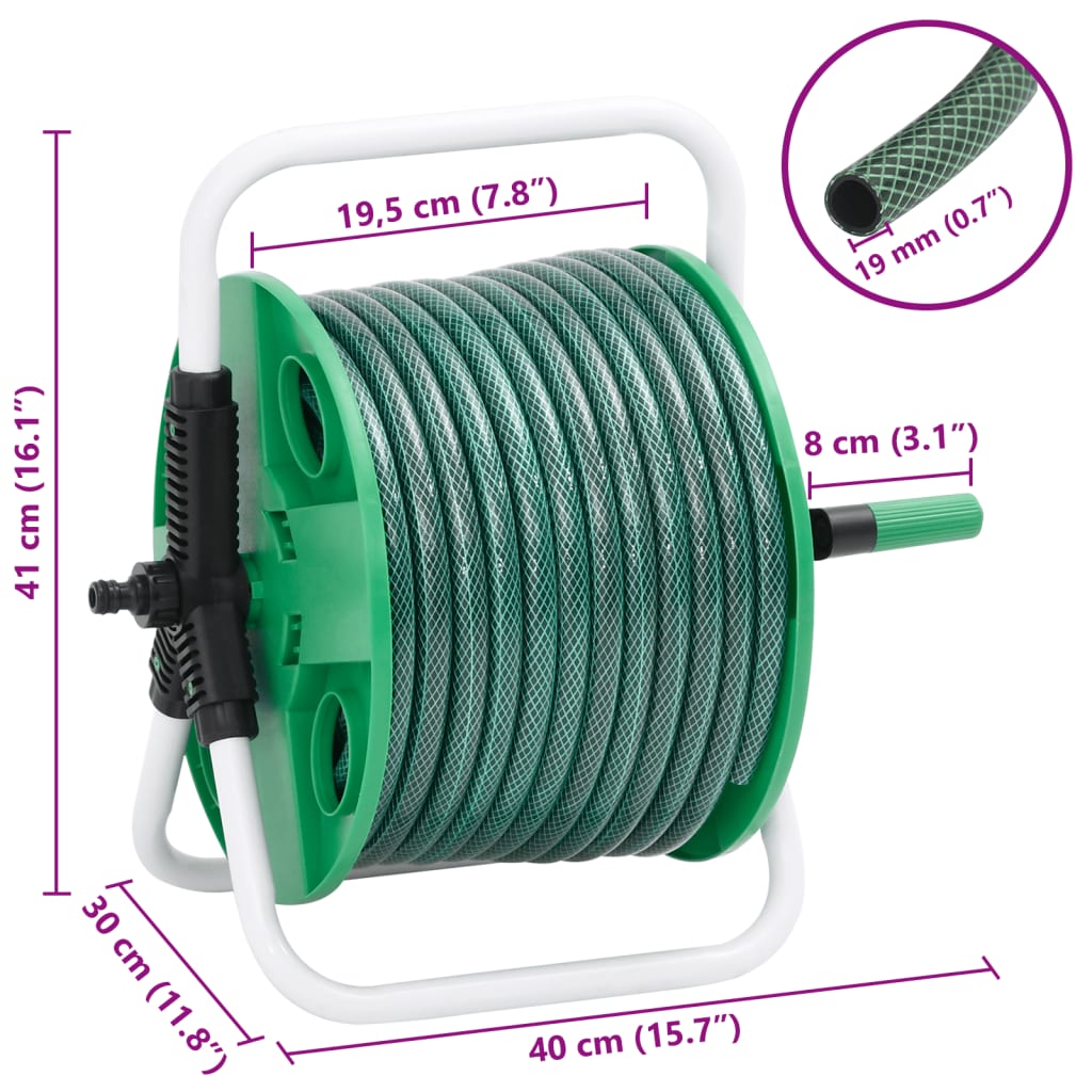 Avvolgitubo Autonomo Verde con Set Raccordi Tubo 0,75" 20 m PVC 3281513