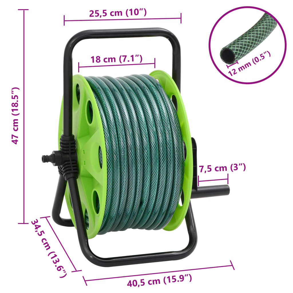 Avvolgitubo Autonomo Verde con Set Raccordi Tubo 0,5" 20 m PVC 3281517