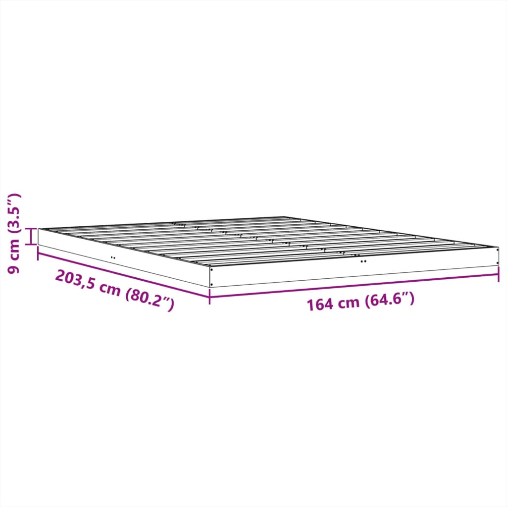 Giroletto Marrone Cera 160x200 cm in Legno Massello di Pino 847148