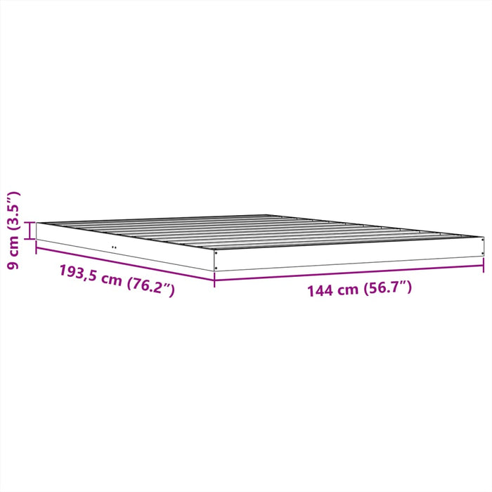 Giroletto Marrone Cera 140x190 cm in Legno Massello di Pino 847154