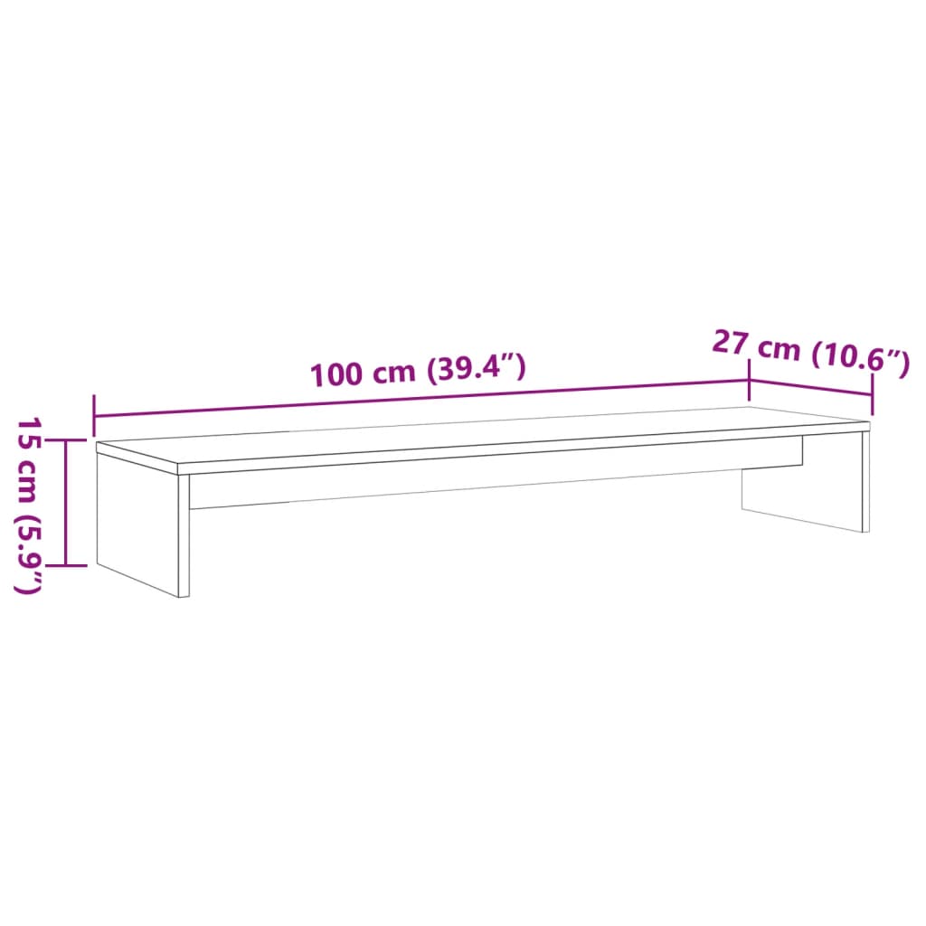 Supporto Monitor Marrone Cera 100x27x15 cm Legno Massello Pino 847165